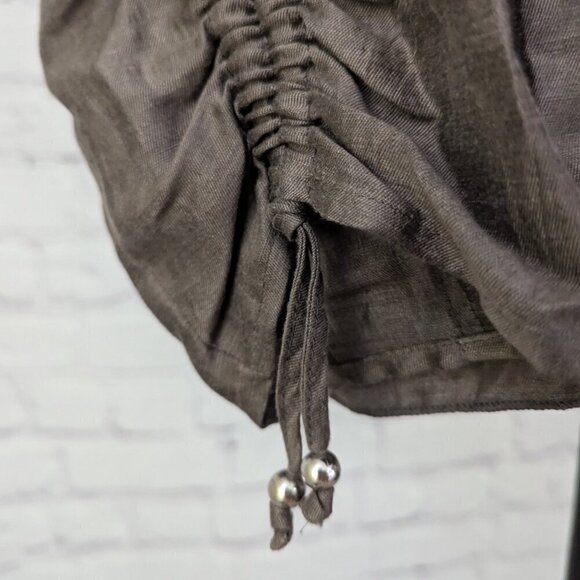 Gerry Weber Cinch Sleeves Buttoned Front Blazer Top Linen Brown Bronze FR 42 M - Picture 4 of 9